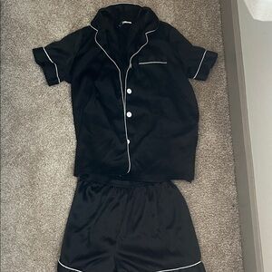 Amazon Black Pajama Set with White Piping